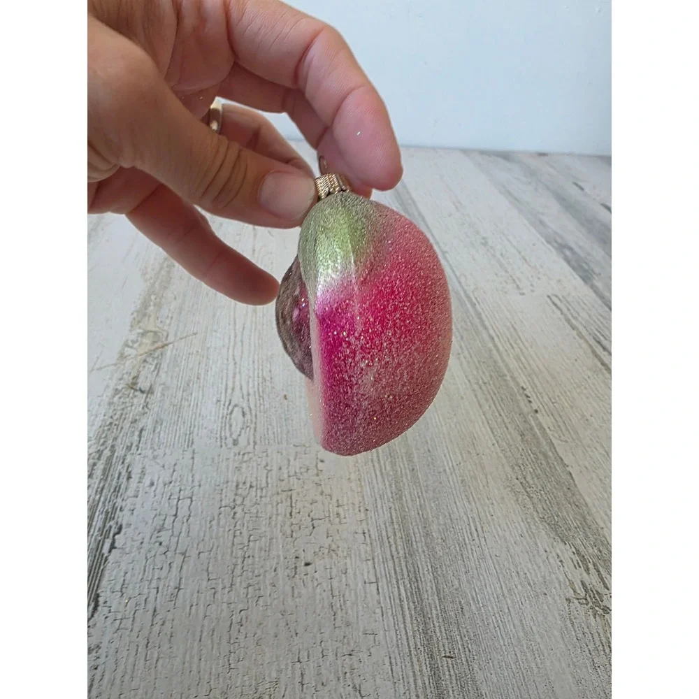 Vintage KC Germany Kurt Adler peach pear plum glass glitter ornament Xmas tree